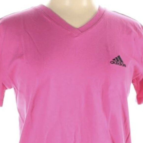 NEW Adidas V-neck Logo Short Sleeve Top Medium - Picture 3 of 6